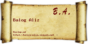 Balog Aliz névjegykártya
